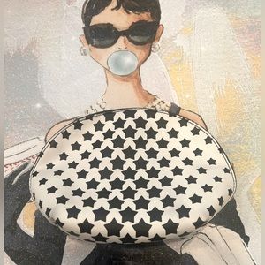 White with black stars small cosmetic bag